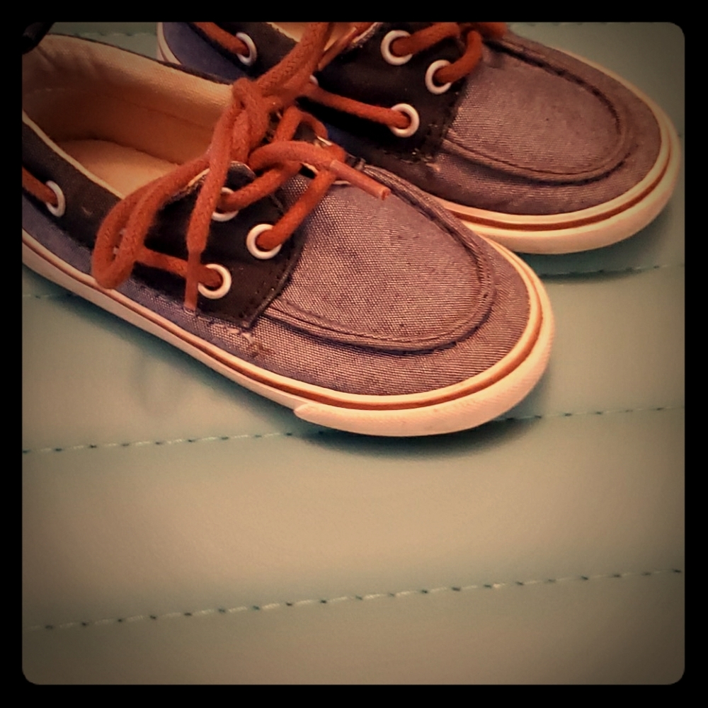 Old Navy denim and navy boat shoes
